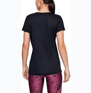 Camiseta informal de algodón con cuello en V para mujer, venta al por mayor, Camisetas estampadas de manga corta con cuello en V personalizables - Product Image 5