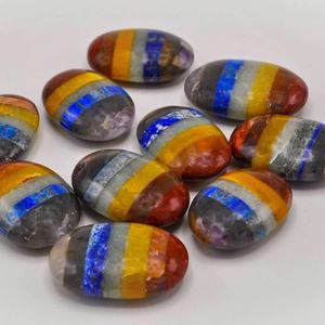 Vente en gros de sept chakras en quartz naturel poli AGATE Palmstone Feng Shui Home Decoration Crystal Bonded Gemstone Love - Product Image 2