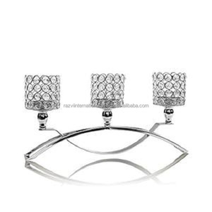 Bougeoir fait main à 3 bras avec boule de cristal en or antique Base en métal-Design élégant avec détails complexes - Product Image 5