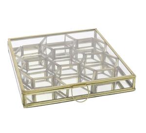 Joyero de diseñador atractivo de Metal de calidad superior, joyero de lujo de forma cuadrada de tamaño alto, joyero de cristal y Metal - Product Image 6