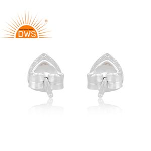 ต่างหูเงินแท้ประดับคริสตัลควอตซ์ธรรมชาติทรงสามเหลี่ยม ดีไซน์ขายดีประจำปี 2026 สำหรับผู้หญิง จากผู้ผลิตเครื่องประดับ - Product Image 4