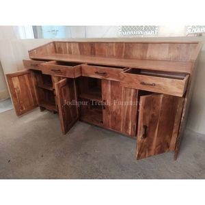 Aparador de madera recuperada Natural blanqueada antigua, muebles rústicos para el hogar, sala de estar, granja, comedor, bar al aire libre para el hogar - Product Image 2