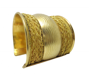 Bracelet de manchette en métal en laiton fabriqué à la main de qualité de l'Inde plaqué or Turquoise perle incrustation accessoire de bijoux de mode pour cadeau - Product Image 1