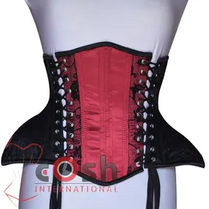 Underbust Steelboned Two Tone Satin Corset With Front Side Laces High Quality Fashion Wear Corset Vendors Exporter