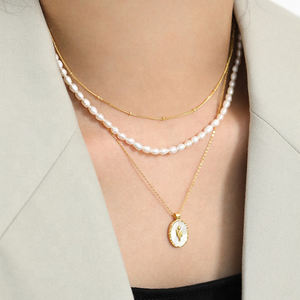 داينتي الباروك المياه العذبة اللؤلؤ قلادة ضفيرة واحدة اللؤلؤ المختنق قلادة للسيدات الصيف نمط - Product Image 1