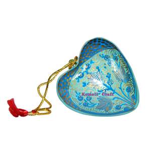 Corazón rojo de papel maché pintado a mano hecho a mano al por mayor decoraciones de Navidad adornos - Product Image 3