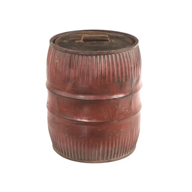 Antieke Look Vintage Hand Craft Gebogen Voedsel Container Iron <span class=keywords><strong>Drum</strong></span> Voor Huis En Keuken Voedsel Graan Opslag Van Jodhpur