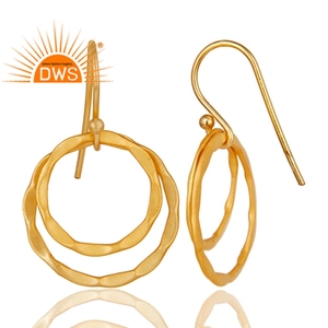Pendientes de diseño redondo hechos a mano, joyería, venta al por mayor, chapado en oro amarillo, Plata de Ley 925 lisa, proveedor de joyería - Product Image 3