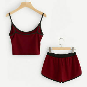 Haut court et confortable pour femmes, vêtements fantaisie d'extérieur, top de motard, couleur Maroon, nouvelle collection d'été - Product Image 2