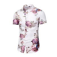 Nieuwe Stijl Groothandel Mannen Zomer Kleding Shirt Custom Print Bloemen Casual Shirt