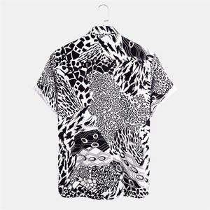 Maillot de bain à manches courtes pour hommes, nouvelle tendance, haute qualité, motif zèbre imprimé, vêtement de plage décontracté, boutons, été, - Product Image 3