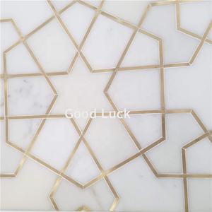 Nuovo Design di <span class=keywords><strong>Mosaico</strong></span> in Marmo con Intarsio in Ottone a Getto d'Acqua di Xiamen Goodluck - Product Image 1