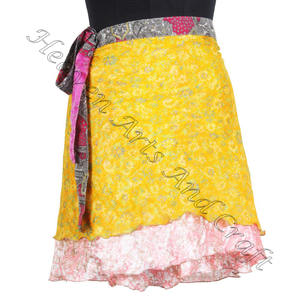 Mini jupes en soie pour femmes, style indien, Sari, à enrouler - Product Image 6