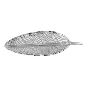 Plat de service alimentaire en forme de feuille en aluminium avec finition dorée Parfait pour accessoire de cuisine et décor de table élégant - Product Image 5