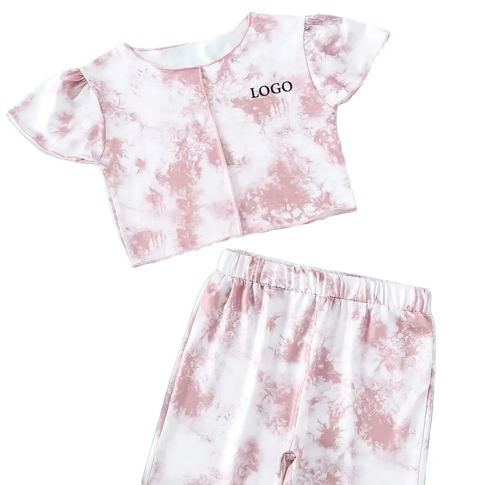 Zomer Nieuwe Ontwerp Kids Korte Sets/Beste Prijs Meisjes Twin Sets/Meisjes Tie Dye Mouw Tee & Shorts