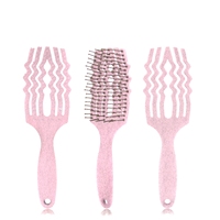 Peigne de Massage en paille de blé écologique, 1 pièce, Transparent, retire les nœuds, brosse à cheveux, couleur Macaron, creux, à Six griffes