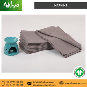 Naturel Organique 100% Pur Coton Lavable Chaud Gris Couleur Serviettes de Table pour la Cuisine - Product Image 4