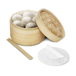 The Supply ตะกร้าไม้ไผ่2ชั้นสำหรับทำอาหาร,ตะกร้านึ่งอาหารราคาถูกเครื่องครัวหวดไม้ไผ่ยั่งยืน99ข้อมูลสีทอง - Product Image 5