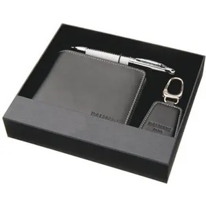 高档真皮企业礼品带男式钱包笔环和钥匙链支架价格便宜超级优惠