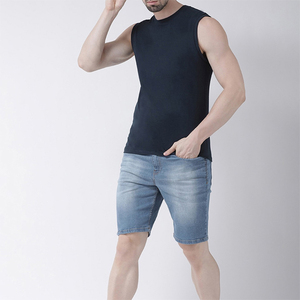 Camiseta sin mangas para hombre, cuello alto, color azul marino, 100% algodón poliéster, verano, logotipo personalizado, precio mayorista 2026 - Product Image 5