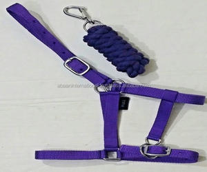 High Quality English Saddle Equestrian Nylon Halter with <b>Lead</b> <b>Rope</b> Directly From Manufacturer in India - Product Image 2