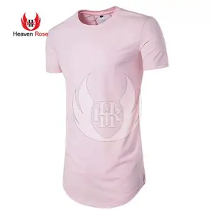 2023 yeni stok cennet gül erkekler kısa kollu düzensiz uzun Hem kazak rahat T Shirt özel baskı logosu moda gömlek