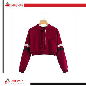 Jersey liso personalizado para mujer, Top corto con capucha, poliéster transpirable, algodón, forro polar, encaje, botón, decoración, manga larga, estilo dulce - Product Image 2