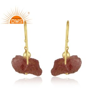 Pendiente con gancho chapado en oro, pendiente de piedras preciosas de piedra Natural para el sol, fabricante de joyería de plata, pendiente de diseño - Product Image 3