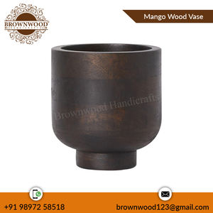 Prix fiable Vente chaude Design moderne Vase en bois de manguier massif Vase décoratif en bois Approvisionnement direct d'usine au tarif de gros - Product Image 3