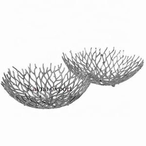 Lujo plateado atractivo diseño de cesta frutero Mesa restaurante y hogar cocina Mesa cuencos decorativos para servir - Product Image 1