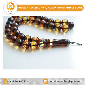 สร้อยข้อมือลูกปัดอธิษฐานสีเหลืองเชอร์รี่ลูกประคำสีเหลืองอำพันสำหรับอิสลาม33เม็ด - Product Image 3