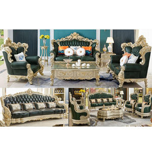 Conjunto de sofá tallado a mano para sala de estar, mueble de madera de primera calidad para sala de estar, tallado en oro, conjunto de sofá de madera de lujo - Product Image 1