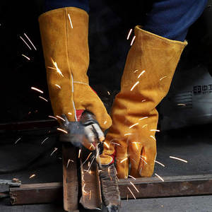 ถุงมือเชื่อมหนังวัวแยกทนความร้อนมาใหม่2022ผลิตตามสั่ง - Product Image 4