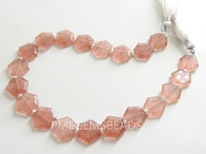 ลูกปัดหินสตรอเบอร์รี่ควอตซ์ทรงหกเหลี่ยมเจียระไนด้วยมือ 20 เม็ด/เส้น ขนาดประมาณ 12x12 ถึง 11x11 มม. สีชมพูแบบสั่งทำพิเศษ พร้อมใบรับรอง เหมาะสำหรับเป็นของขวัญ - Product Image 2