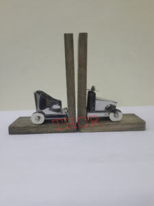 ตกแต่งรถ Bookends โครเมี่ยมฐานไม้ธรรมชาติสํานักงานและตกแต่งบ้านรายการไม่ลื่นไถลกันลื่นหนัก Bookends ของขวัญตกแต่งบ้าน - Product Image 2