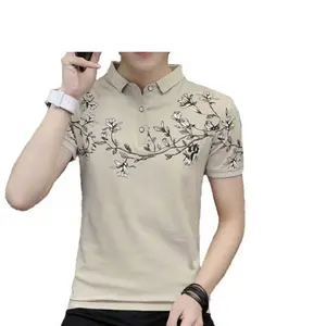 Camisa de polo mangas curtas masculina, roupa masculina de logotipo personalizada do verão 100% algodão