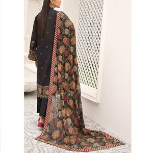 Traje de 3 Piezas con Estampado de Césped, Shalwar Kameez Pakistaní, Ropa Bordada Pakistaní de Marca Original, Colección de Diseñador - Product Image 6