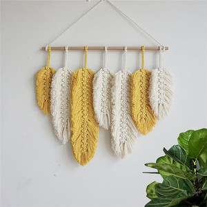 W10079 <span class=keywords><strong>Plume</strong></span> macramé tenture murale décoration murale Crochet coton <span class=keywords><strong>chambre</strong></span> décor - Product Image 2