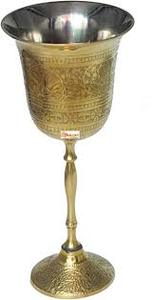 Vintage Brass <b>Wine</b> <b>Goblet</b> Handmade Engraved Chalice Metal Cup Classic Barware Drinkware Cocktail Table Wedding Party Decor - Product Image 2
