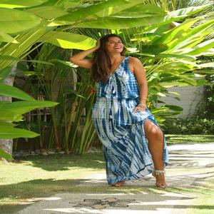 Superbe Robe Longue Bohème Chic pour Femme, Coupe Moderne, Taille Élastiquée, Décolleté en V Sexy, Ajustement Ajustable, Coupe Trapèze, Idéale Plage - Product Image 3