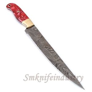 New Custom Hand Forged Damascus Fillet Fishing knife With leather Sheath cover (smk1598) - Product Image 2