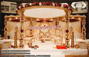 排他的な結婚式の木製の刻まれた曼荼羅シドニーゴージャスなインドの結婚式の木製の曼荼羅ユニークなラジワダの結婚式の木製の曼荼羅