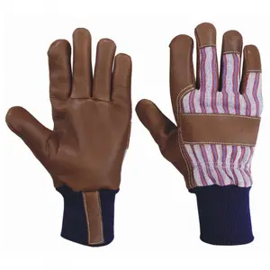 皮革工业安全牛谷物工作组装手保护工作安全手套，带棉织物背部针织袖口