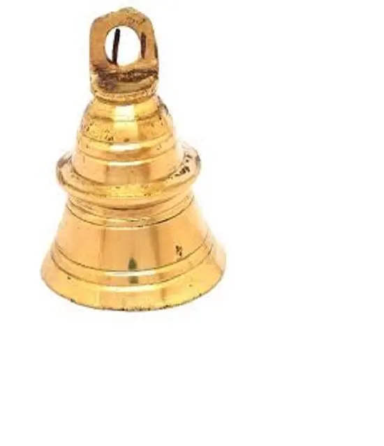 למעלה מכירת עתיק מעצב מוצק פליז פעמון עם קרישנה ידית עבור מקדש בית במחיר סיטונאי
