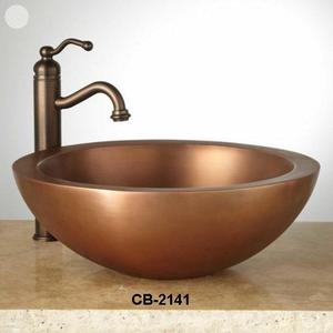 หรูหราบนโต๊ะผนังคู่ทองแดงล้างห้องน้ําอ่างล้างจานเรือ - Product Image 1