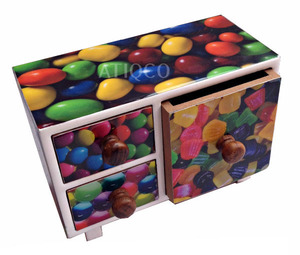 Indien moderne et dernier Design en bois peint tiroir coffre à bijoux drapeau américain impression numérique dernier et moderne émail Almirah - Product Image 3