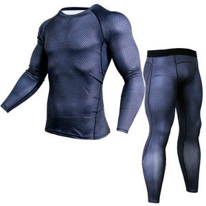 Ropa Deportiva de nailon para hombre, mallas de compresión de alta calidad, conjunto de entrenamiento de dos piezas, protector contra sarpullido - Product Image 2