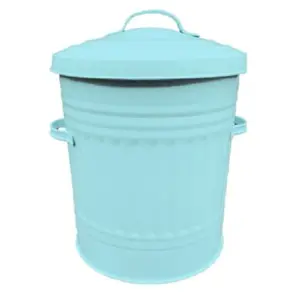 Полезная оцинкованная мусорная корзина с ручной росписью небесно-голубого цвета для хранения мусора, сделано в Индии
