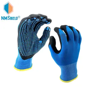 NMSHIELD 15G Nylon Spandex Bọt Nitrile Dots Glove Găng Tay Ngoài Trời Thiết Bị Bảo Vệ Cá Nhân Găng Tay An Toàn
