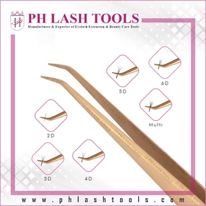 Pinzas doradas de volumen para extensión de pestañas, las mejores pinzas para aislamiento de pestañas, pinzas rectas delgadas de 6mm y 45 grados - Product Image 4
